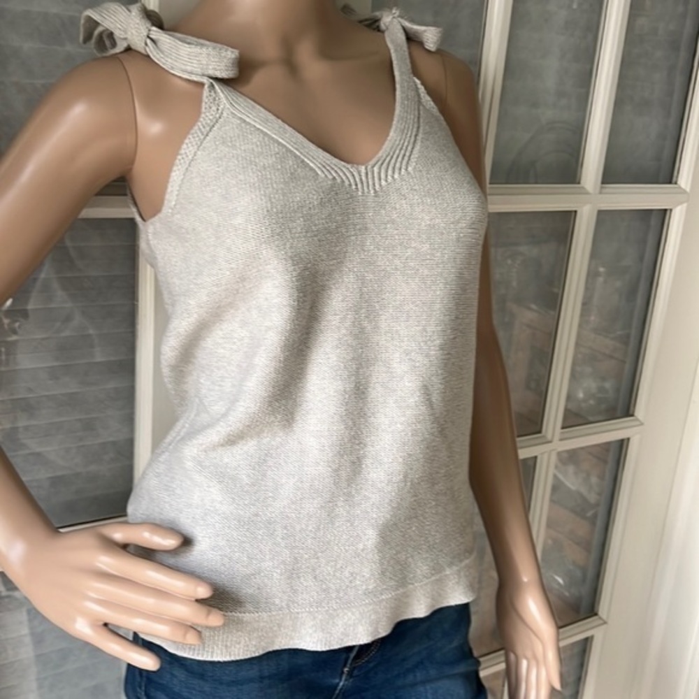 J Crew heather gray sleeveless knit tank top with shoulder ties